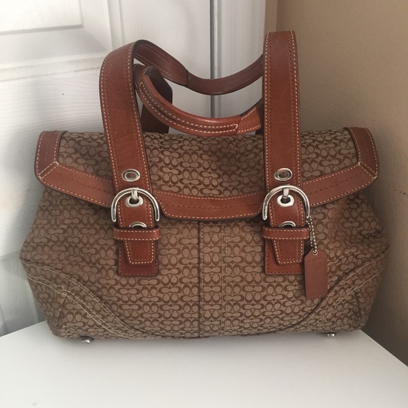 Coach Handbags - Coach Signature Brown Monogram Handbag Purse